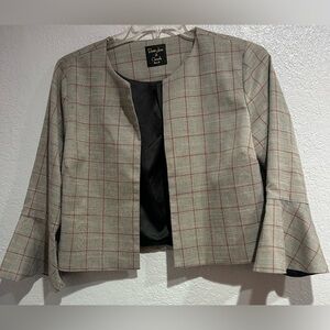 Plaid Blazer in Gray and Red